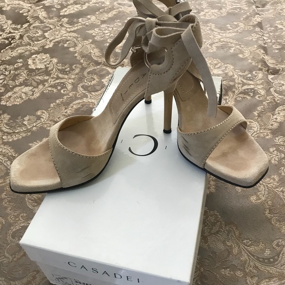 Casadei Beige Suede Sandals - Picture 4 of 8